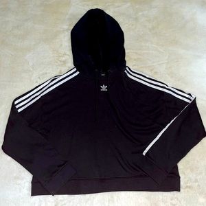 Adidas Black & White Cropped Hoodie - Size Medium